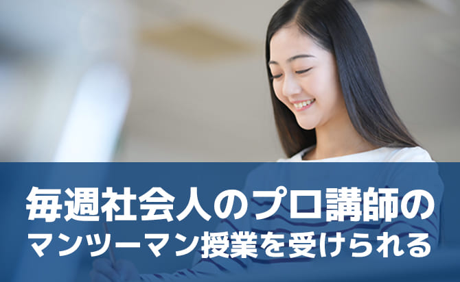 毎週社会人のプロ講師のマンツーマン授業がある