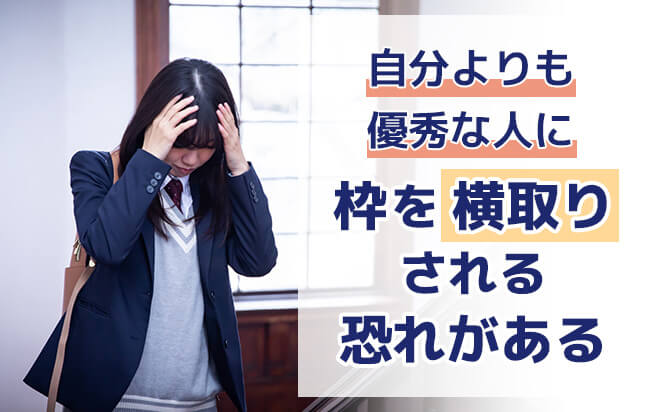 自分よりも優秀な人に枠を横取りされる恐れがある